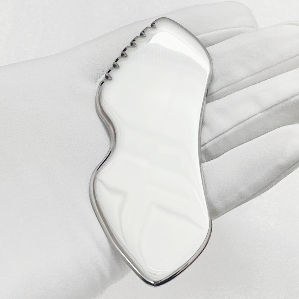 Stainless Steel Lip-Shaped Gua Sha Facial Massager with Teeth