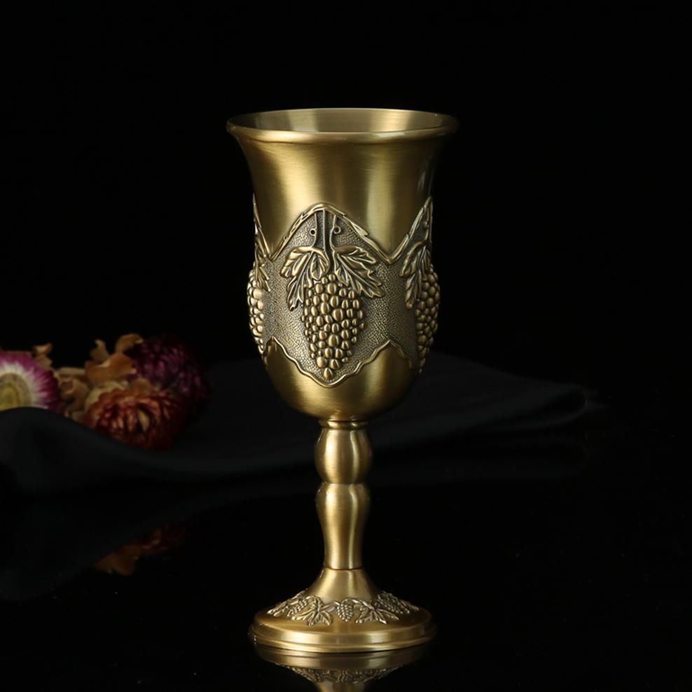 Wine Glass European Retro Liquor Glass Alloy Goblet Antique Alcohol Set Wine Cabinet Home Decoration Ornaments Bronze Wine Cup