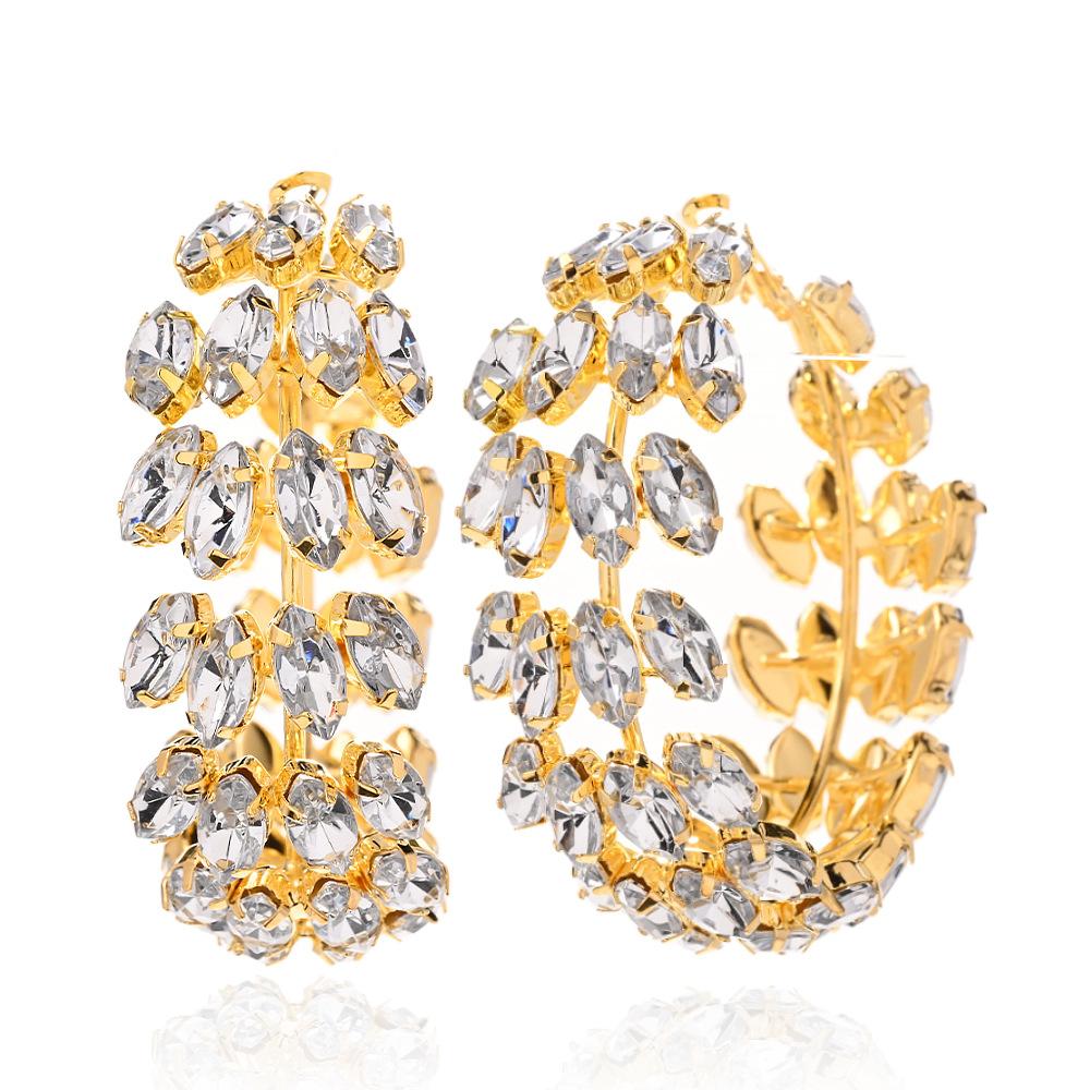 Exaggerated Geometric Circle Earrings Design Sense Rhinestone Earrings Femininity Catwalk Accessories Female Earrings