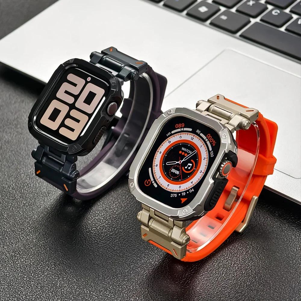 Silicone Band+Case for Apple Watch Ultra2 Strap 49mm 41mm 45mm 40mm 44mm TPU Cover+Sport Bracelet Series 9 8 7 6 SE 5 Wristband