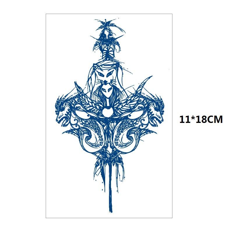 Herbs Gradual Change Jellyfish Planet Feather Snake Big Pattern Geisha Slowly Color Simulation Water Transfer Tattoo Sticker