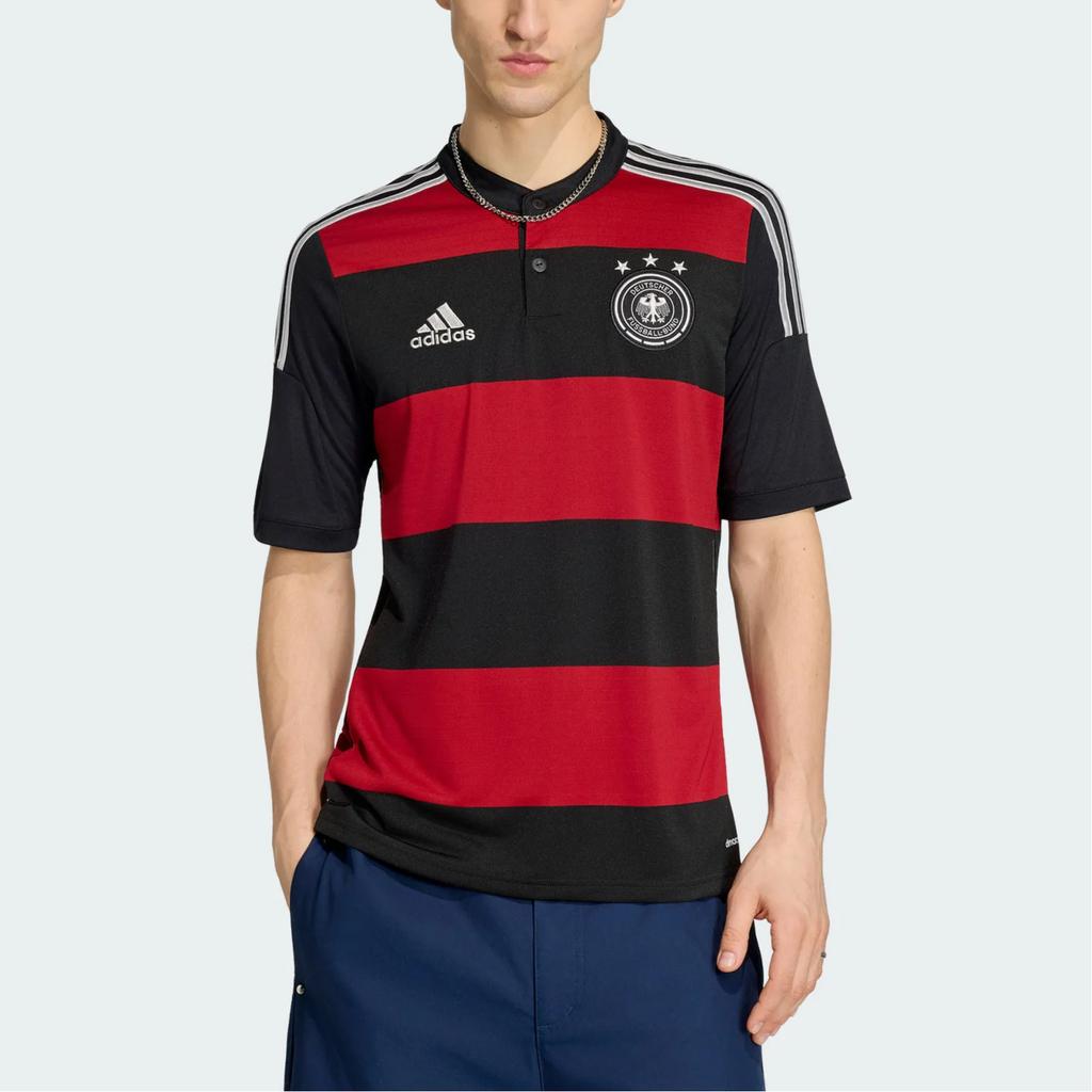 Adidas Climacool Germany National Team 2014 Away Slim Fit Striped Short Sleeve Football Shirt Men tops JZ6959