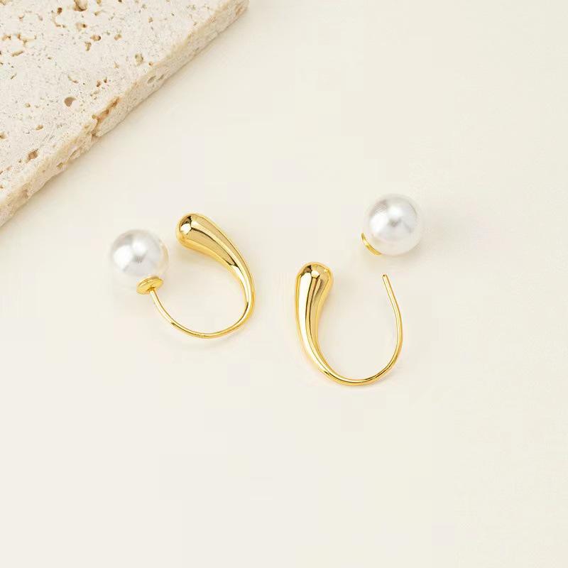 Elegante Geometrische Ohrringe mit Französischen Perlen - Trendiges Design mit Kaltem Temperament für Frauen