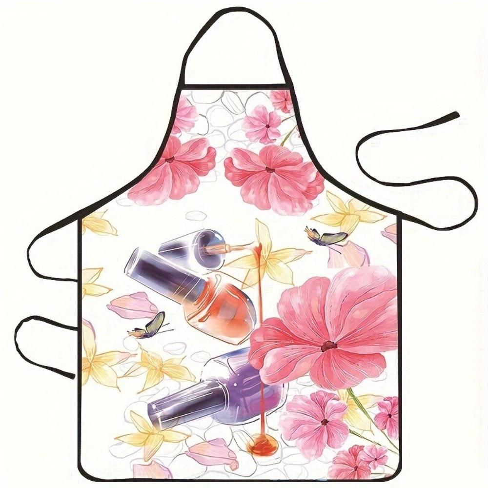 Creative Nail Polish Pattern Hairdresser Apron Waterproof Oilproof Cooking Baking Apron Bar Working Clothes For Woman Men