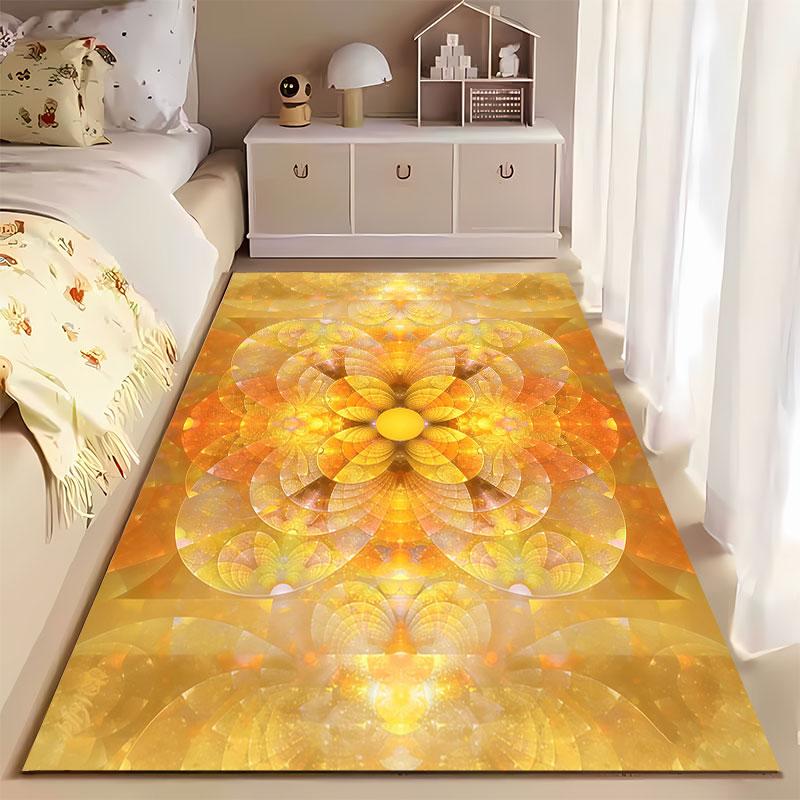 Golden Mandala Abstract Carpet suitable as a non-slip mat for the living room or bedroom sofa