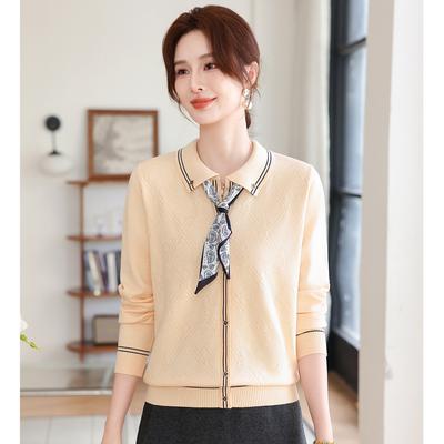Mom's Autumn Clothes, Fashionable Knitted Base Shirt, Sweater, Middle-aged and Elderly Sweater, Middle-aged Fashion Age-reducing Top