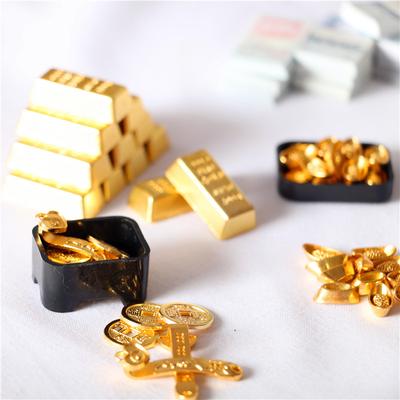 10KS Doplňky pro domeček pro panenky Mini Simulace Zlatý prut Zlatá cihla Mince pro štěstí Feng Shui Domeček pro panenky Hračka na hraní rolí Dekorace Ornament
