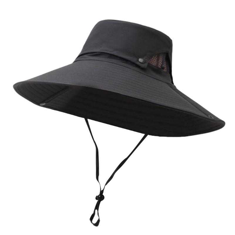 Adjustable Wide Brims Sun Hat For Men With Removable Top Panel Breathable Outdoor Fishing Cap Sun Protections