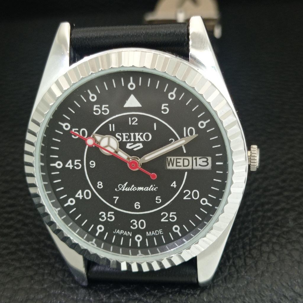 JAPAN VINTAGE REFURBISHED SEIKO 5 AUTOMATIC 6309A MENS BLACK WATCH A442977-1