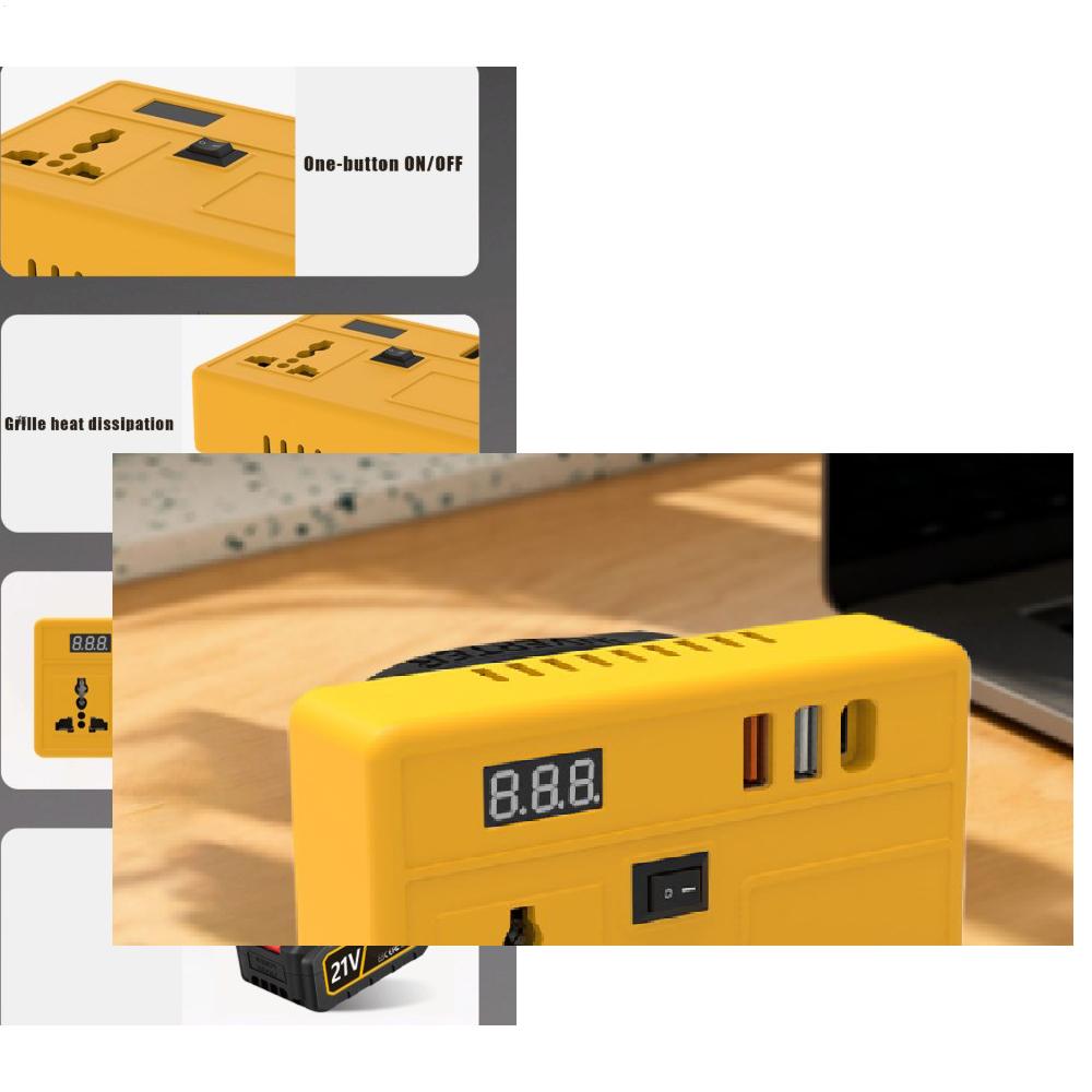 

Инвертор аккумулятора 150 Вт DC 21 В в AC 220 В Инвертор аккумулятора электроинструмента Инвертор мощности Портативный интеллектуальный инвертор-преобразователь CN