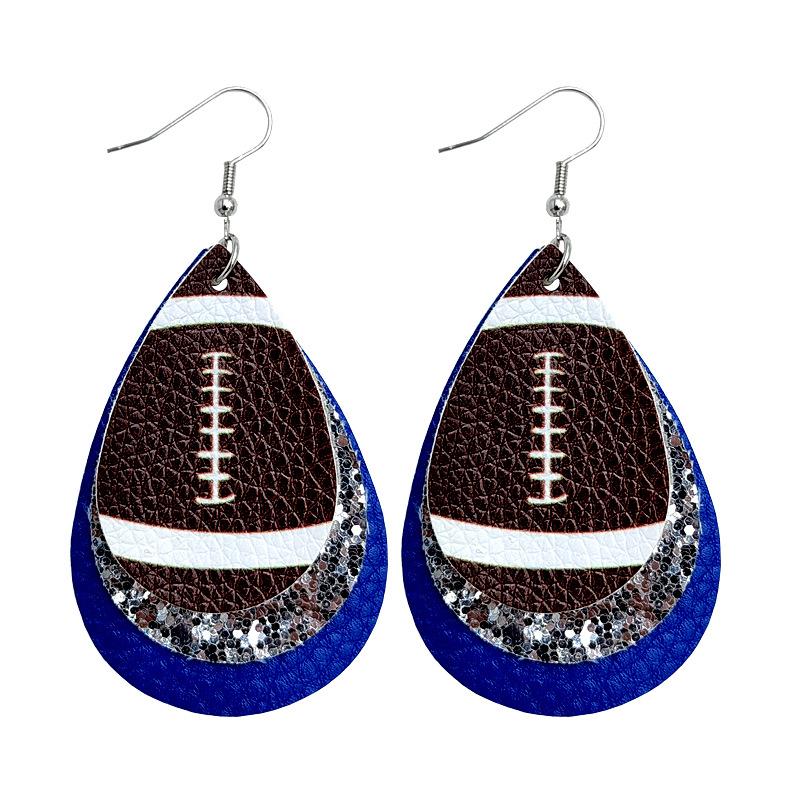 Rugby Drop Leather Earrings Multi-Layer Christmas Earrings