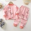Pantaloni invernali per bambini a maniche lunghe o collo T-shirt Set pantaloni larghi casual da 2 pezzi in cotone con stampe di cartoni animati