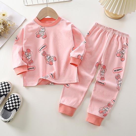 Pantaloni invernali per bambini a maniche lunghe o collo T-shirt Set pantaloni larghi casual da 2 pezzi in cotone con stampe di cartoni animati