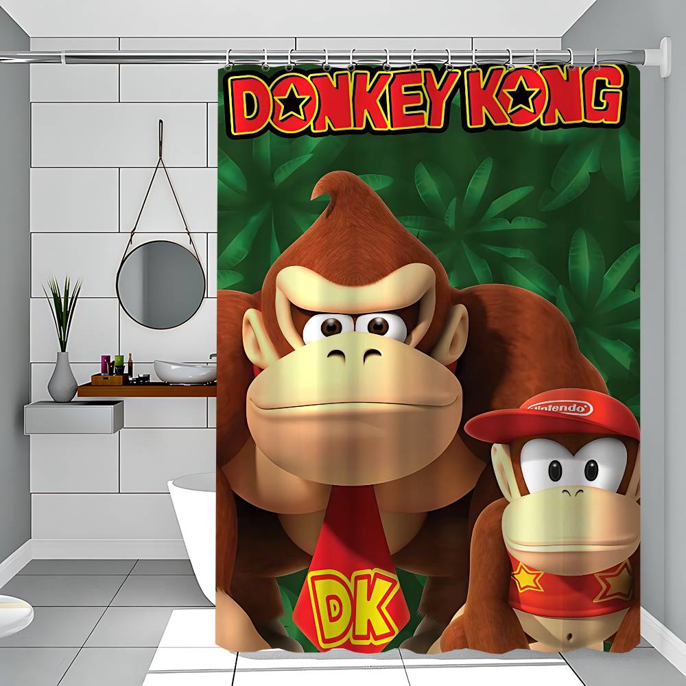 D-Donkey Kong Pattern Bathing Curtain Bathroom Shower Curtain Waterproof With 12 Hooks Home Deco