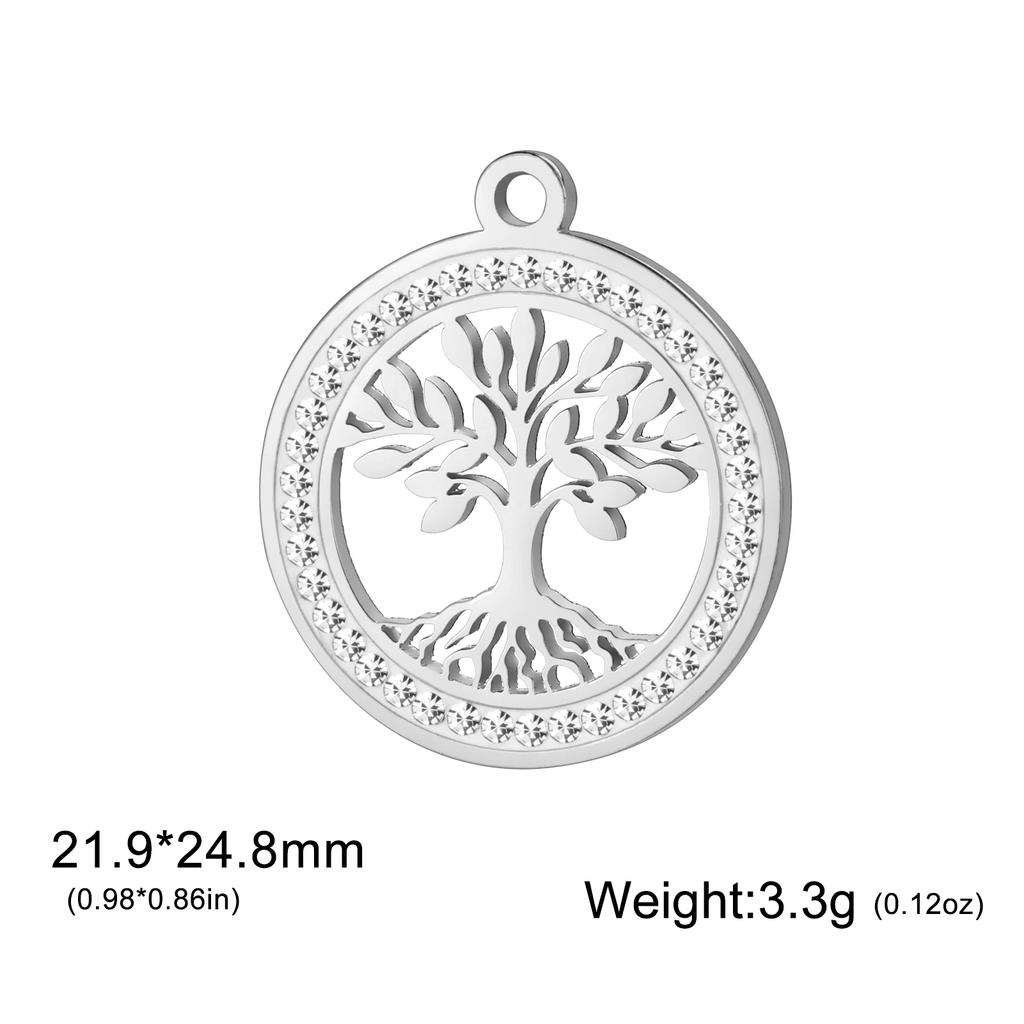 Xiaomi 3pcs/lot Amulet Tree of Life Round Clear Zircon Pendant Stainless Steel Gold Color Charms for Necklace Earring Jewelry Making