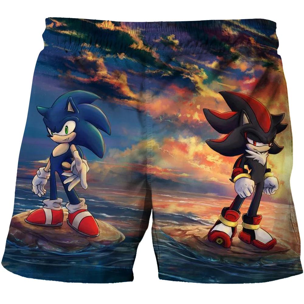 2025 Pantaloni de plajă MINISO pentru copii 4-14A Pantaloni scurți Sonic 2 Fete Băieți Pantaloni Harajuku Pentru Copii Imprimeu Desene Animate 3D Pantaloni Kdis