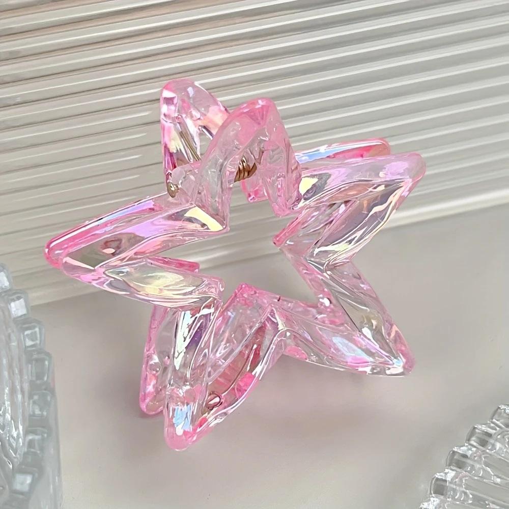 Colorful Hollowed-out Star Shark Clip Sweet Semi-tied Hair Clip  Cute Five-pointed Star-shaped Ponytail Clip  Fashionable Hair Clip