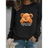 Women's Cartoon Bear Print Long-Sleeve Round Neck Pullover Hoodie - Autumn/Winter Collection