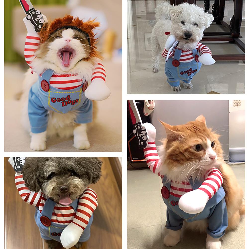Halloween Dog Costume, Pet Transformation Dress, Festival, Funny Knife Holding Dog Clothes, Cat Standing Dress, Pet Costume