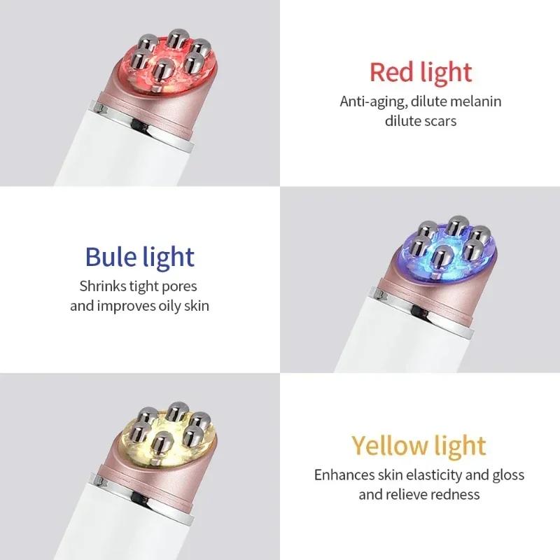 Vibration 45℃ Hot  Microcurrent Face Lifting Device Red Light Facial Wand Eye Massager Tightening Anti Wrinkle Skin Care Beauty