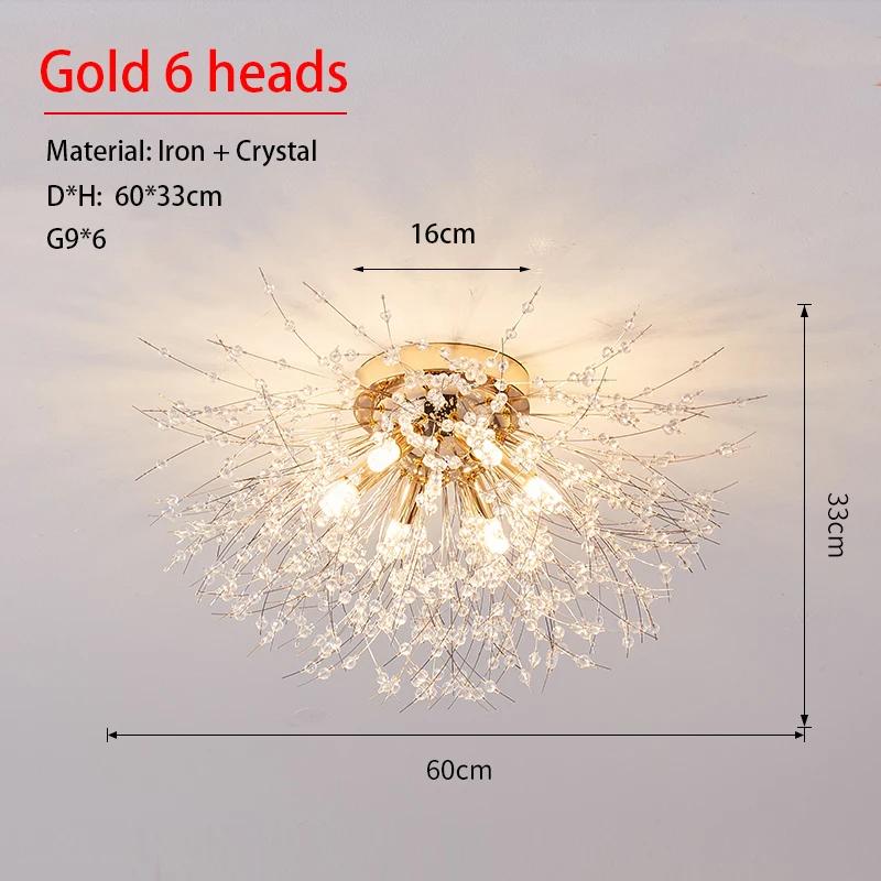Modern Dandelion Crystal Beads Living RoomDining Room Bedroom, Ceiling Lighting Fixture Light Luxury Firefly G9LED Bulb
