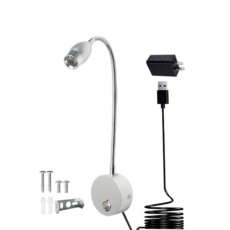 3W LED Gooseneck Wall Light with Touch Dimming for Bedside and Hotel Reading