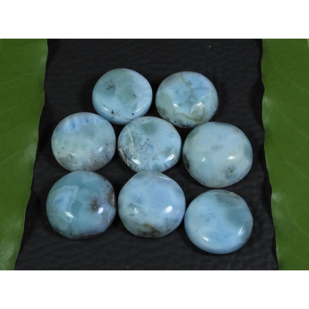 13MM Natural Larimar Pectolite Round Cabochon Loose Gemstone 8Pcs Lot 63Cts. A-405