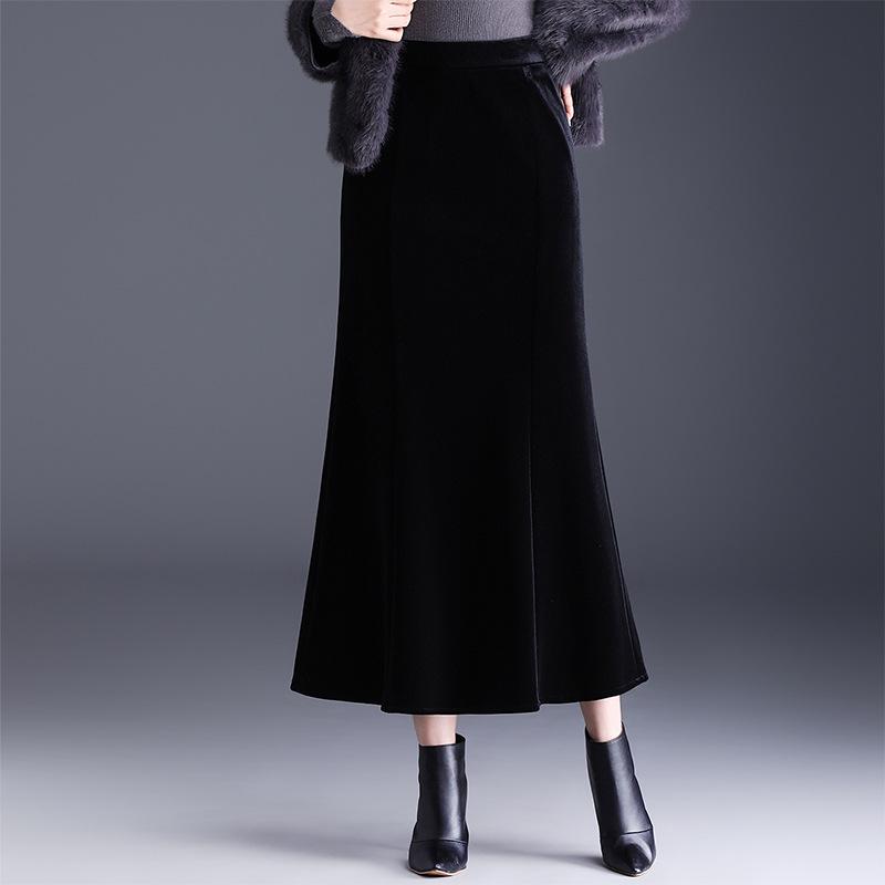 

2025 Winter Slim Black High-Waisted Fitted Mermaid Pencil Skirt 5X Large чорний