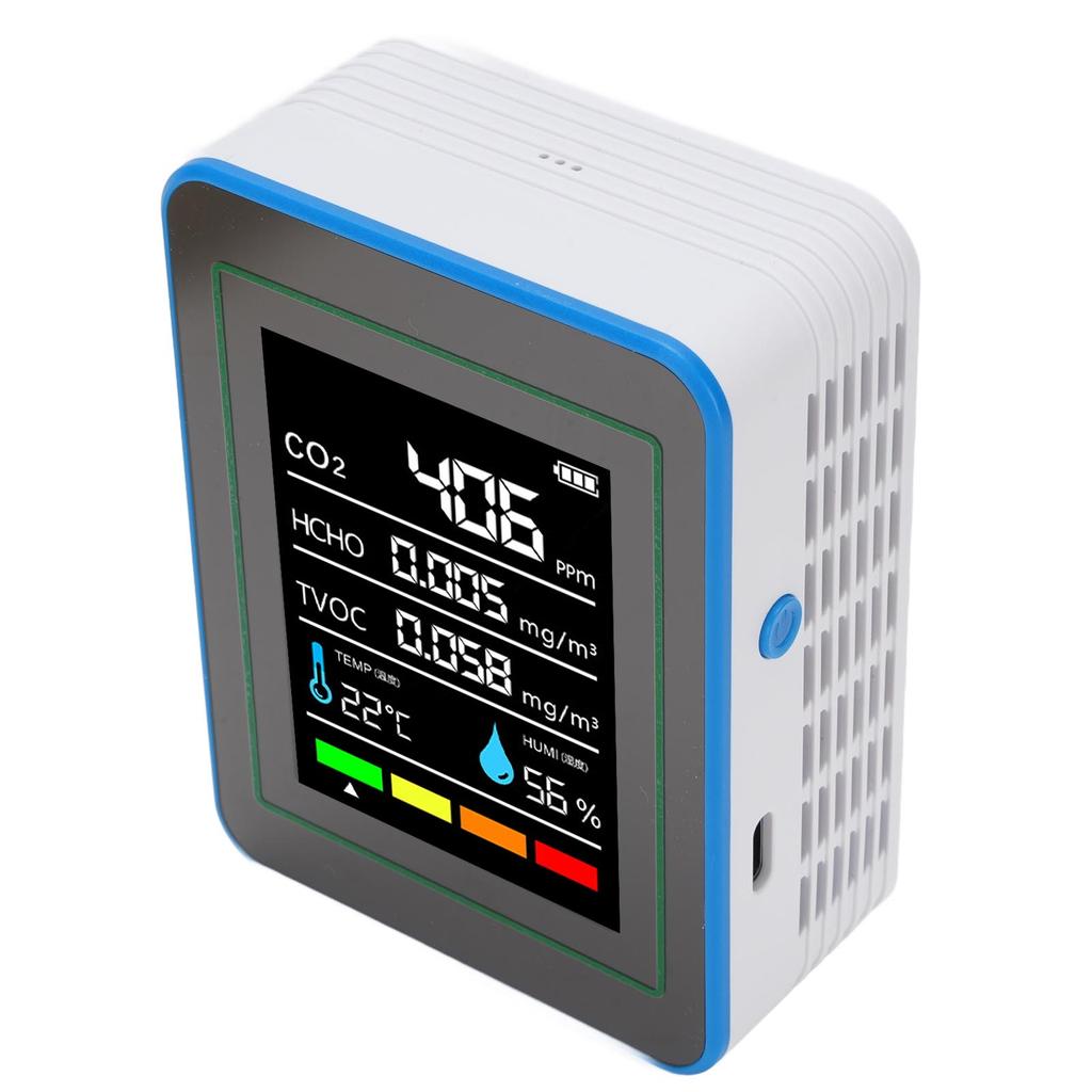 Air Quality Detector 5 In 1 CO2 TVOC HCHO Temperature Humidity Detection Portable Rechargeable Air