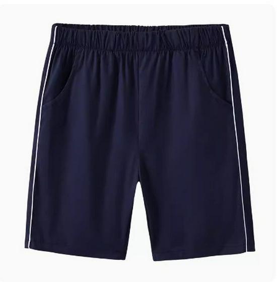 Summer Boys' Cotton Sports Shorts with Red and White Stripes, Dark Blue/Navy Blue - School Uniform for Primary and Middle Students