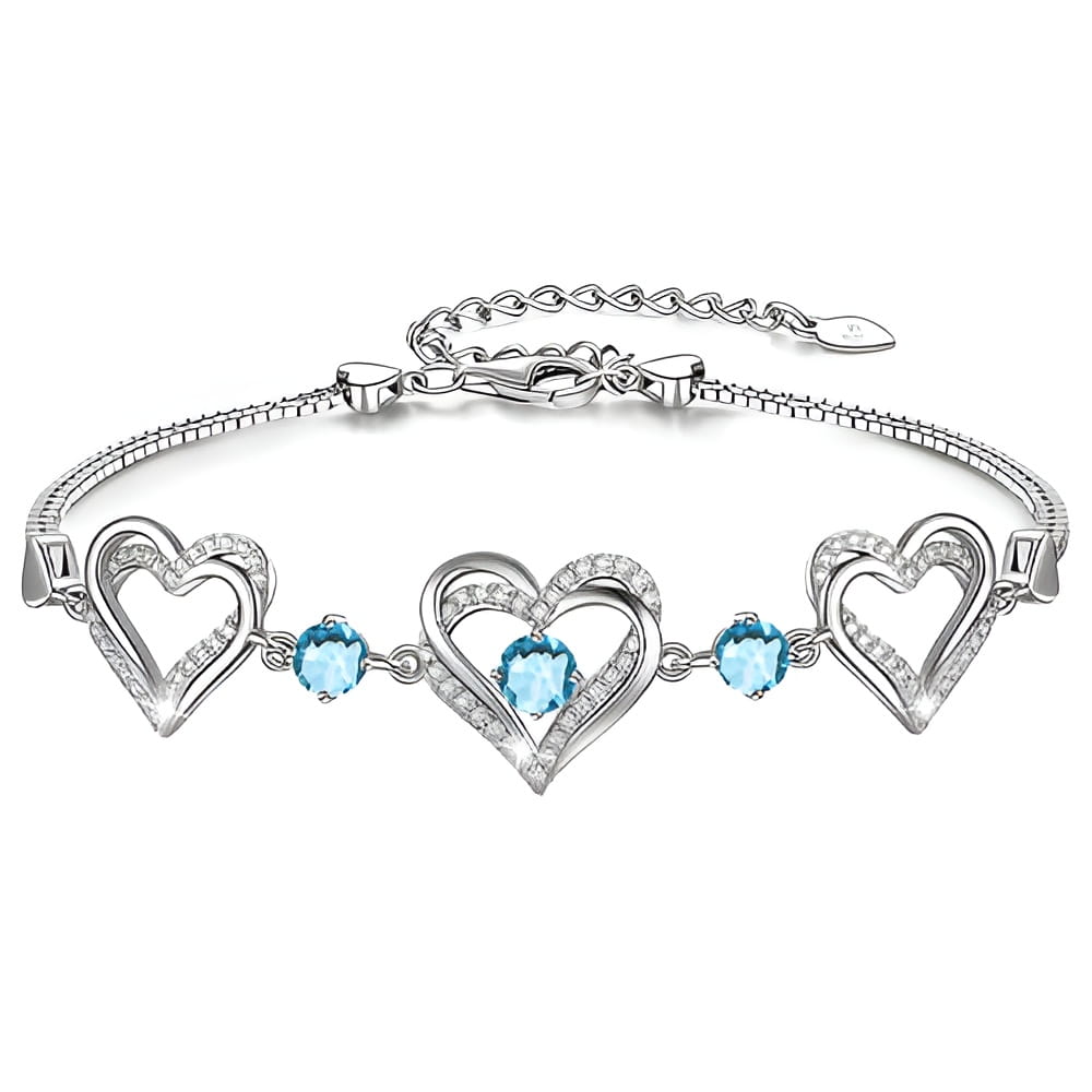 Srebrna bransoletka celebrytka - aquamarine - prezent dla kobiety - srebro 925