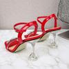 Rhinestone Shoes Stiletto Square Toe Strap Stiletto Slippers