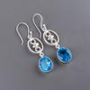 Swiss Blue Topaz Gemstone 925 Sterling Silver Jewelry Handmade Earrings 2.00" EE-17-8