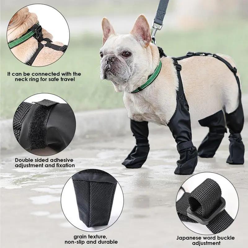 Hundeschuhe, wasserdicht, verstellbar, Haustier-Atmungsschuhe für Spaziergänge im Freien, weiche französische Bulldoggen-Schuhe, Haustier-Pfotenschutz