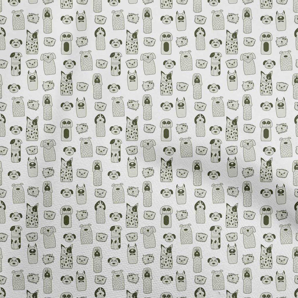 oneOone Georgette Viscose Black Fabric Floral & Puppies Fabric For Sewing Printed Craft Fabric By The Yard 42 Inch