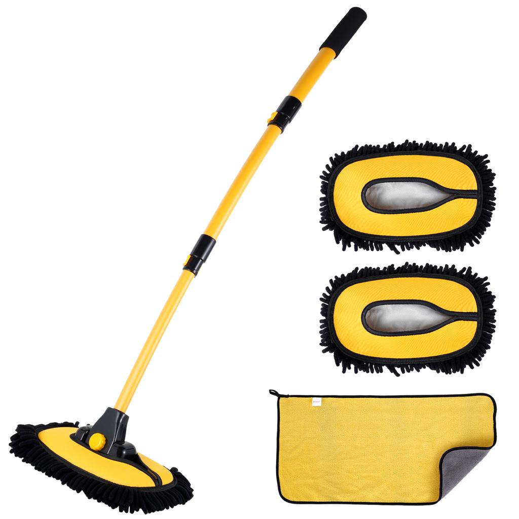 Car Wash Mop Car Cleaning Brush 40 Inch Long Handle Anti-Scratch Can Rotate 90° Car Detailing Cleaning Tool