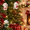 Festive Home Hanging Decor Christmas Dog Wooden Ornament, 2D Cartoon Puppy Ornaments with String, Holiday Tree Party Decoration Animal