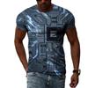 Summer Round Neck 3D Circuit Board Print T-shirts Fashionable Casual Short Sleeved Men's T-shirts