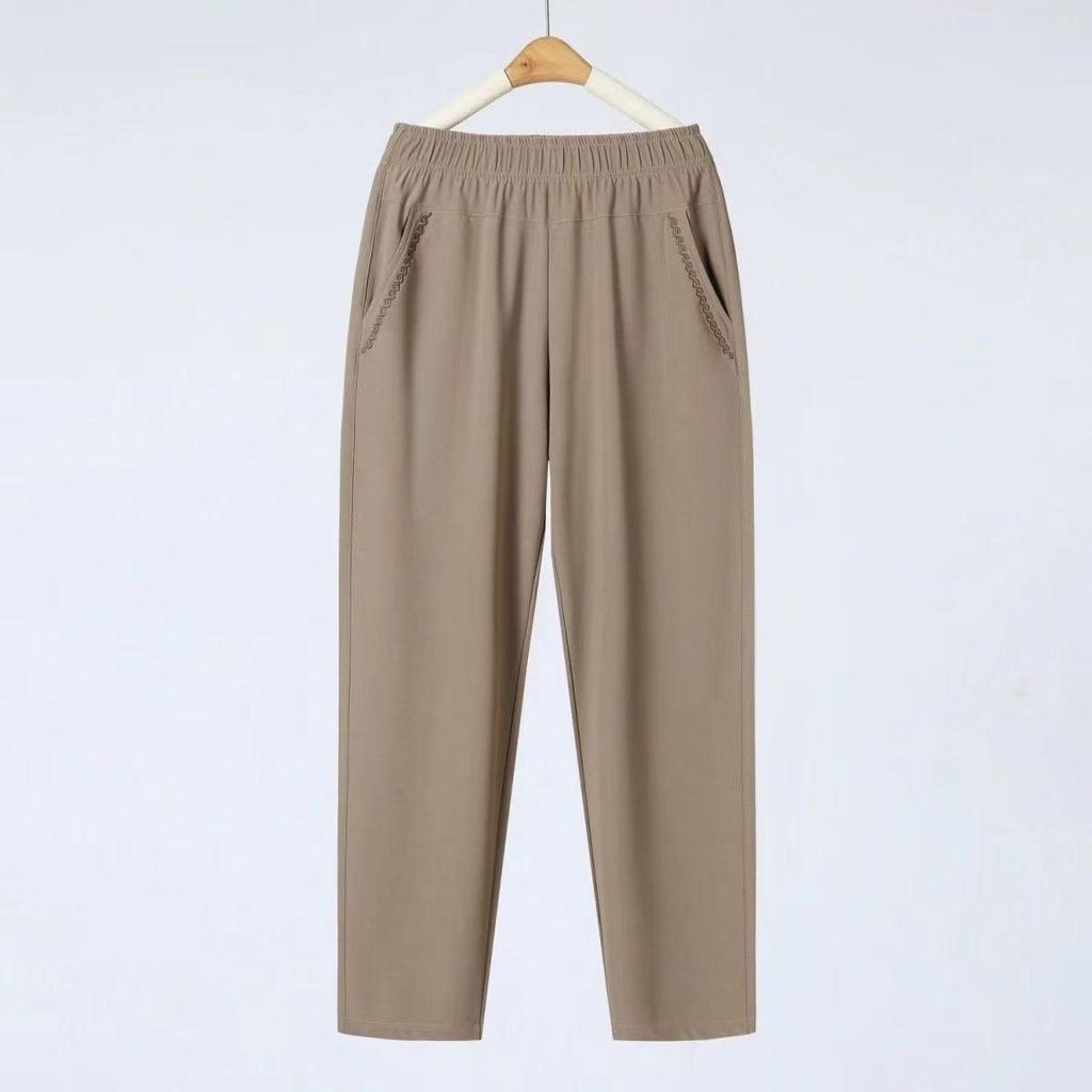 Petite Damen Sommer Eisseide Lässige Hose - Lockere Gerade Neun-Punkt-Hose für Mittleren Alters & Ältere