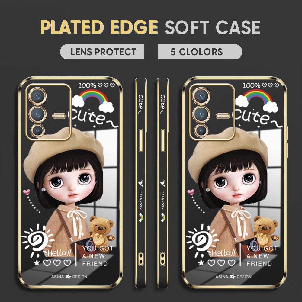 For Honor 90 70 50 X7a X9a P30 Pro P40 Lite Infinix Hot 40i 30i Vivo Y22 Y18 V30 Pro V40 Cute Girl Pattern Soft Plated TPU Shockproof Phone Case