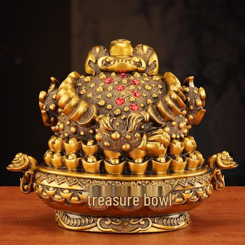 Golden Toad Treasure Bowl - Money-Attracting Decor for Home or Office