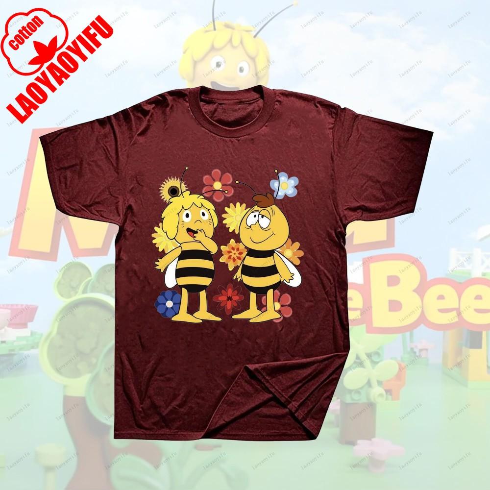 Maya The Bee Movie Cartoon Character T-shirts Maya The Bee Movie Kawaii Cartoons T Shirt Summer Breathable Camisetas
