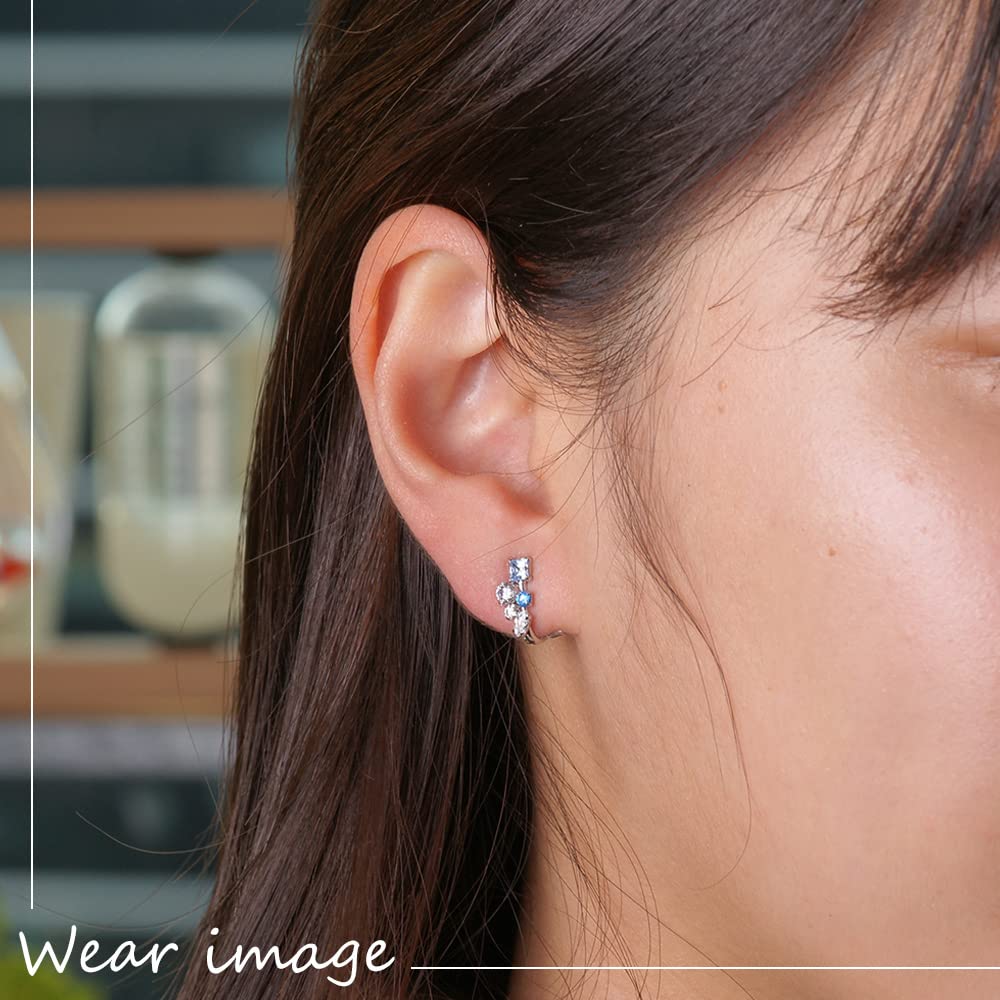 Silver Cubic Color Cubic VERPD52222 [PINKY & DIANNE] PINKY&DIANNE Earrings, Zirconia, Non-Pierced Earrings,