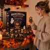 Halloween-Schmuckset Schottische Hochlandkuh Adventskalender, 24-Tage Countdown-Box Geschenk mit 24 Stück Figuren, Gruselige Dekorationen für Kinder
