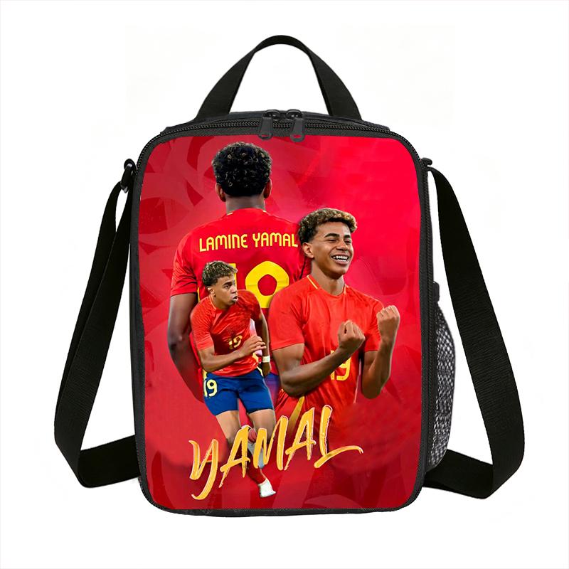 Leer, Reizen Geïsoleerde Lunchtassen L-Lamin Yamal Thermische Tas Voetbalster Lunchcontainer Lekvrije Tote Lunchbox Opbergtassen