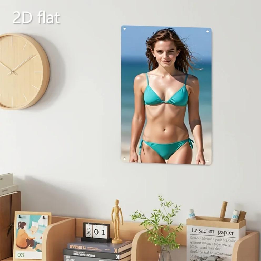 Turquoise Bikini Beach Wall Art Metal Sign Vintage Handcrafted Iron Decor for Home Bar Cafe Unique Christmas Gift