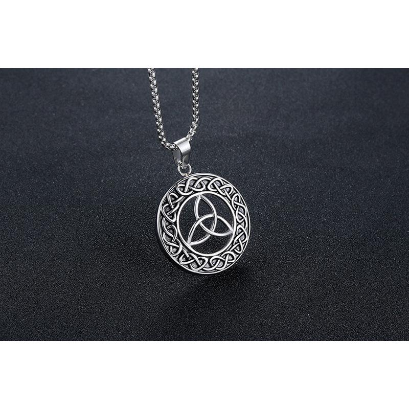 Retro Triangle Hollow Titanium Steel Pendant Necklace for Men - HC129