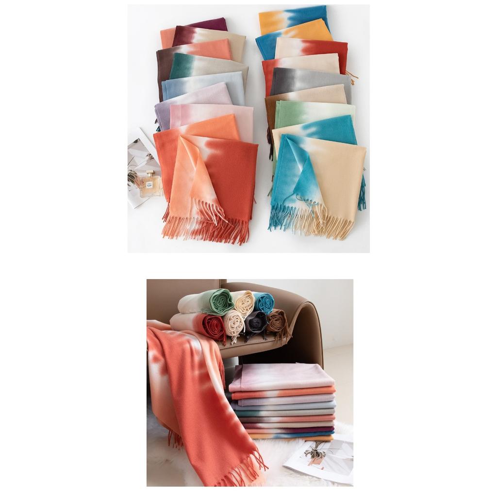 Gradient Color, Scarf, Girls, Autumn/winter, Shawl, Plush Scarf, Warm Scarf