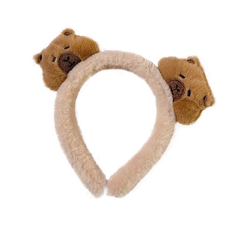 Capybara Girl Face Washing Plush Headband