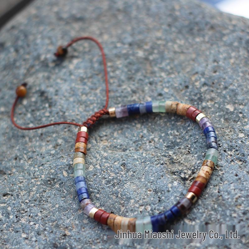 Bohemian Tiger Eye Beaded Bracelet with Colorful Stones, Adjustable Woven Design